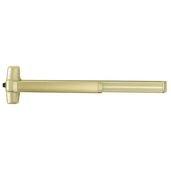 Grade 1 Mortise Exit Bar, 36-in Device, Fire Rated, Exit Only, Less Dogging, Satin Brass Finish, Fie